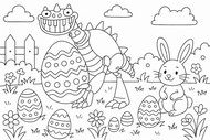 Folha para colorir - Páscoa - Poppy Playtime 4 - Pianosaurus