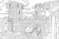Coloriage à imprimer - Château - Minecraft
