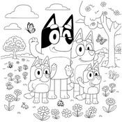Kostenloses Ausmalbild - Familie - Bluey - Frühling