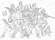 Hoja para colorear - El equipo de lucha - Free Fire