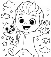 Disegno da colorare - Baby Squalo - Bebefinn