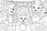 Imagen para colorear - Fiesta de disfraces de Halloween - Bebefinn