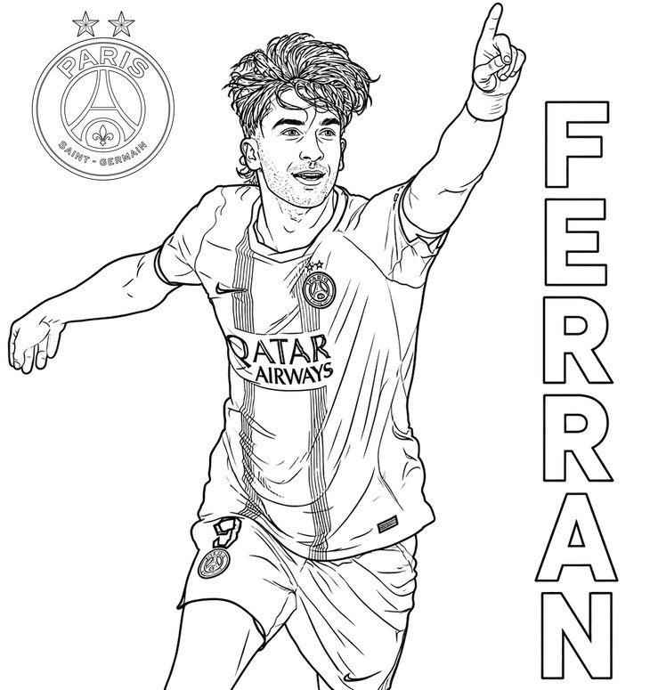 Disegno da colorare PSG Paris-Saint-Germain - Ferran Torres