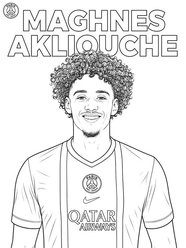 Imagem para colorir - Maghnes Akliouche - PSG Paris-Saint-Germain