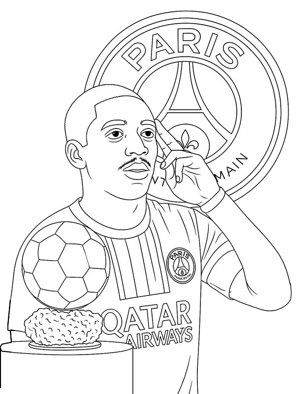 Disegno da stampare - Ousmane Dembélé - Ballon d'or - PSG Paris-Saint-Germain