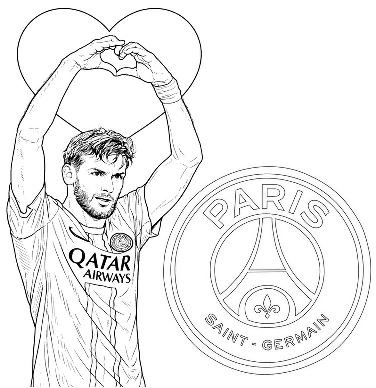 Desenho para colorir - Kvara (Khvicha Kvaratskhelia) - PSG Paris-Saint-Germain