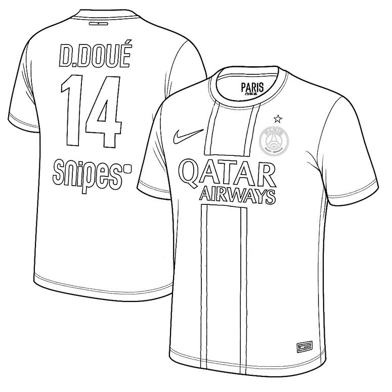 Dibujo Para Colorear PSG Paris Saint Germain Dou Jersey 23