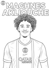 Ilustração para colorir - Maghnes Akliouche - PSG Paris-Saint-Germain