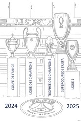 Inkleurbare afbeelding - 5 trofeeën - seizoen 2024/2025 - PSG Paris-Saint-Germain