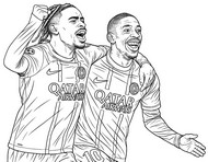 Kleurplaat - Dembélé & Barcola - PSG Paris-Saint-Germain