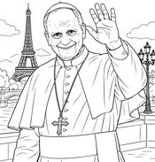 Immagine da colorare - Visita a Parigi - Papa Leone XIV