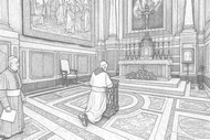 Ausmalblatt - Auf deinen Knien - Papst Leo XIV