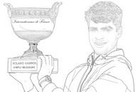 Image à colorier - Alcaraz - Roland-Garros - Tennis 2025