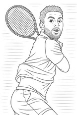 Ausmalbild zum Ausdrucken - Arthur Fils - Frankreich - Tennis 2025