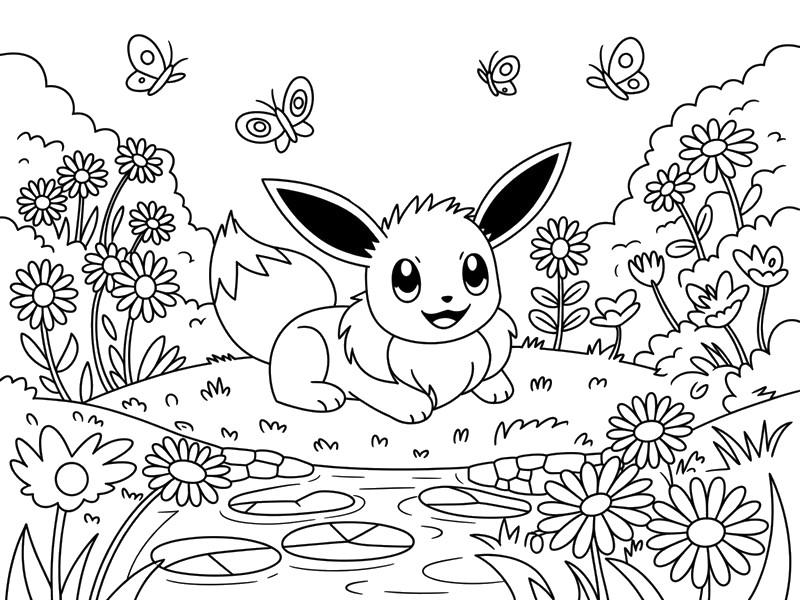 Coloriage Une belle journée pour Évoli