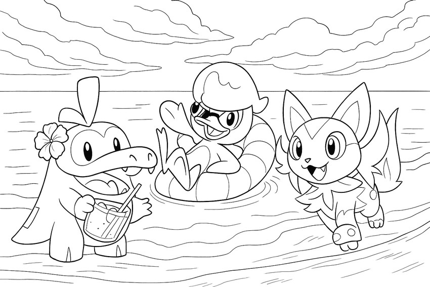 Coloriage Poussacha, Coiffeton, Chochodile