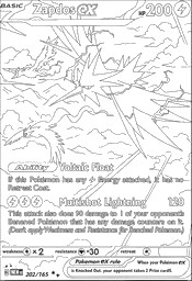 Obrazek do kolorowania - Zapdos-EX - Pokémon Szkarłat i Fiolet 151
