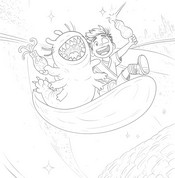 Foglio da colorare - Volo cosmico - Elio