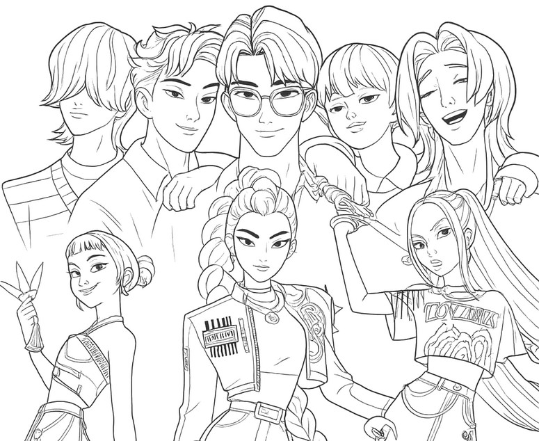 Dibujo para colorear Banda de chicos rival