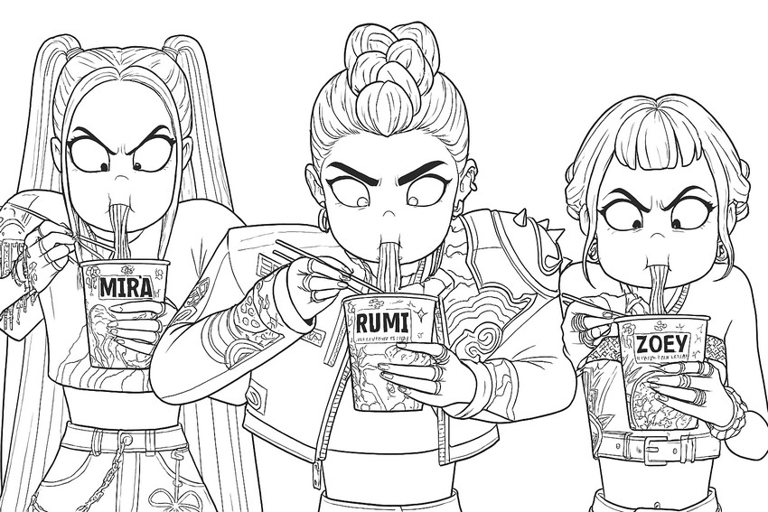 Imagini de colorat KPop Demon Hunters
