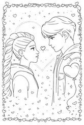 Ilustração para colorir - Dia dos Namorados - KPop Demon Hunters