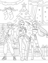 Lembar mewarnai - Selamat natal! - Kpop Demon Hunters