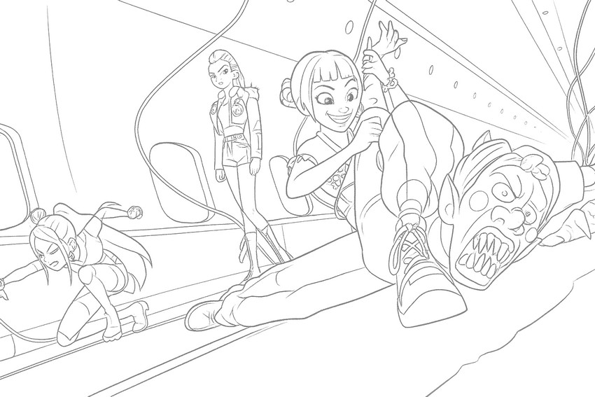 Coloriage Huntr/x en action
