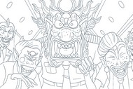 Hoja para colorear - Escuadrón Demonio en una Misión - KPop Demon Hunters - Los demonios