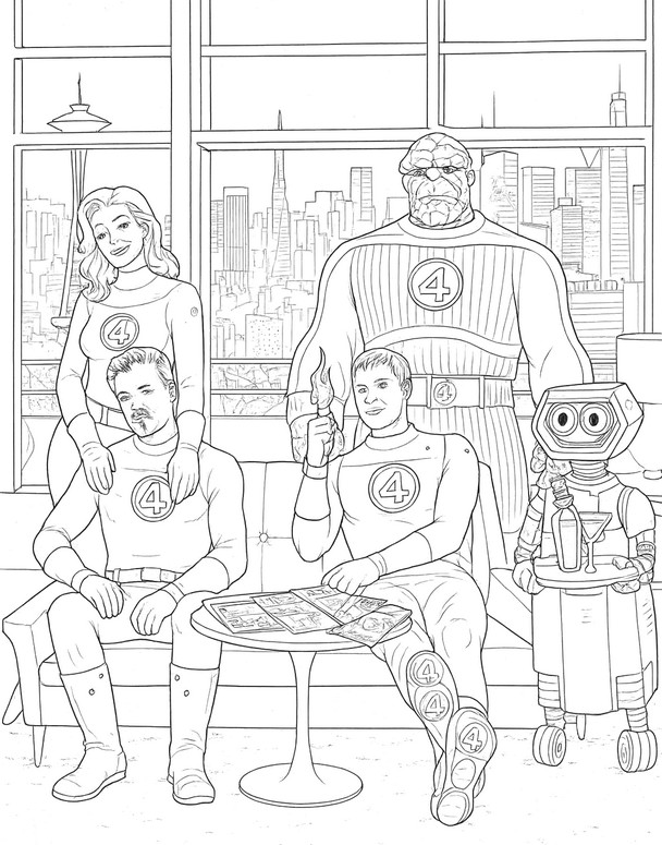 Dibujo para colorear - Un momento de respiro - Los Cuatro Fantásticos - Primeros pasos