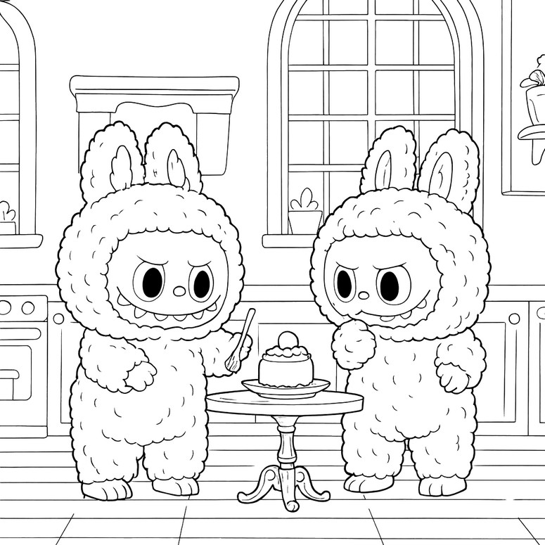 無料塗り絵 - ケーキ - Labubu ラブブ