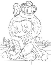 Folha para colorir - Let’s Checkmate - Labubu