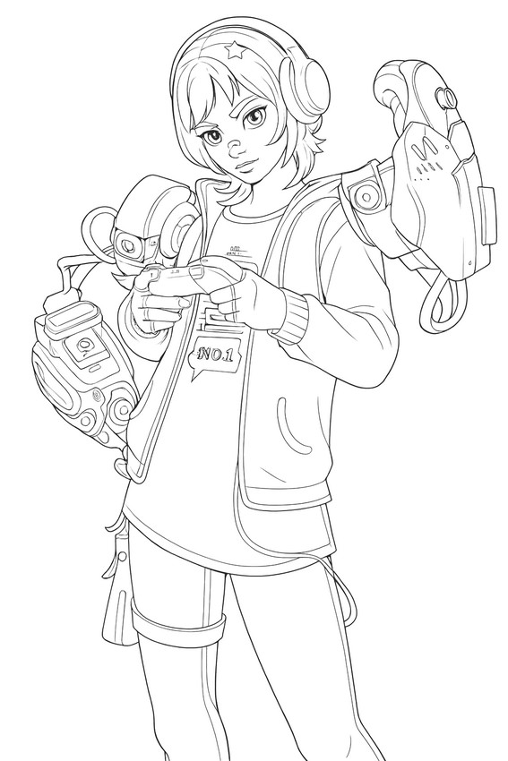 Hoja para colorear - Jugadora Mae-stra - Fortnite Shock 'N Awesome