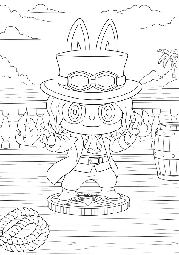 Coloriage - Sabo - Labubu x One Piece