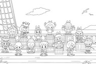 Feuille de coloriage - Tous les amis - Labubu x One Piece