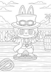 Coloriage à imprimer - Sabo - Labubu x One Piece