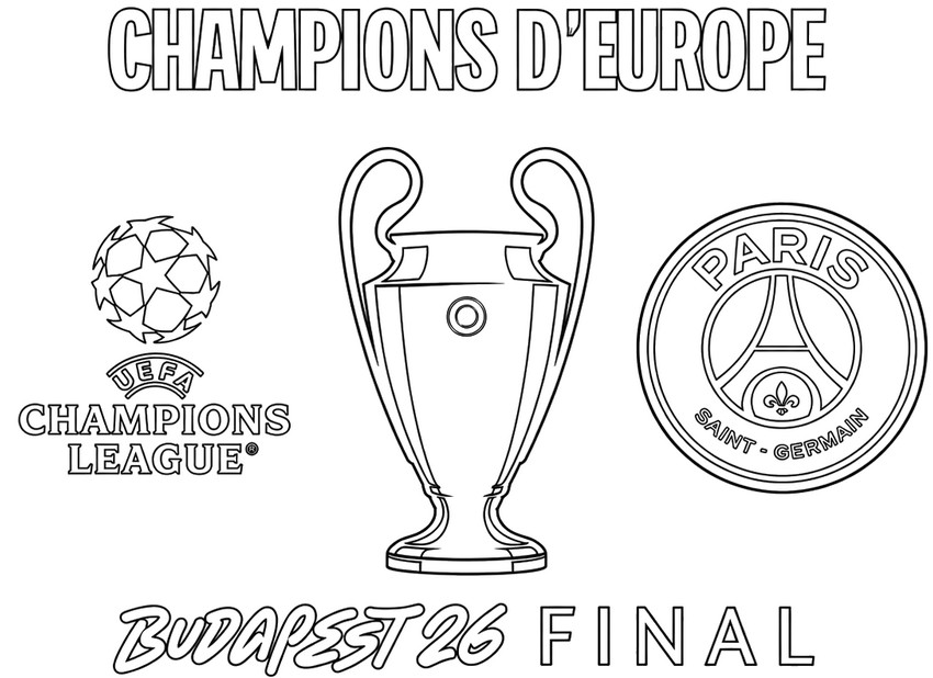 Ilmainen värityskuva - PSG, Euroopan mestari 2026 - UEFA Champions League 2026