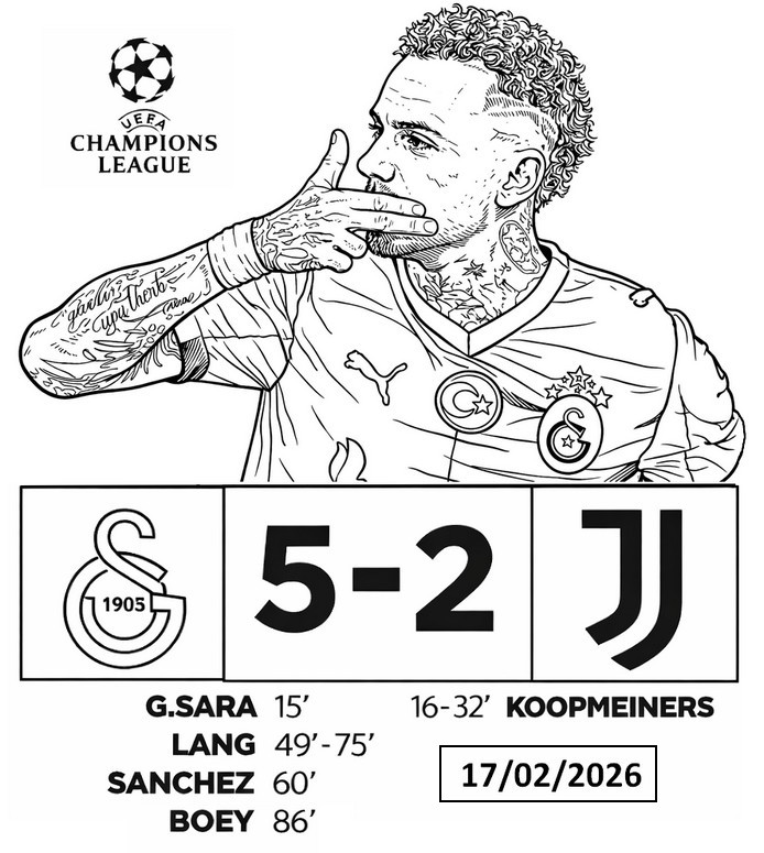 İndirilebilir boyama - Noa Lang (Galatasaray) - UEFA Şampiyonlar Ligi 2025-2026