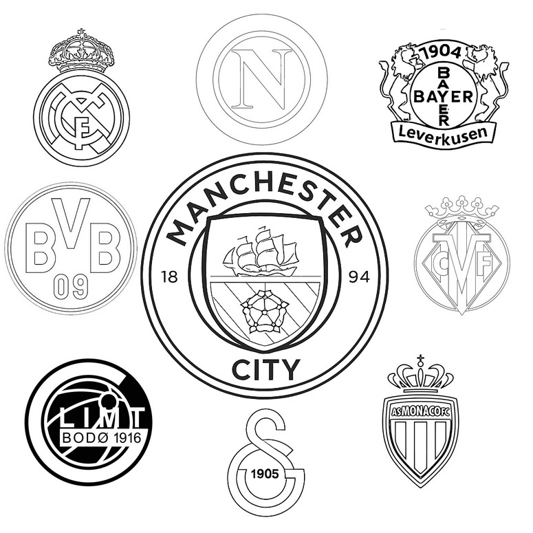 Inkleurbare afbeelding - Manchester City - UEFA Champions League 2025
