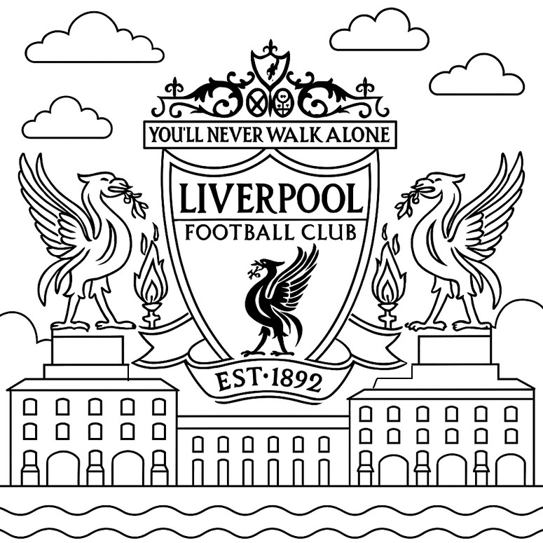 Zeichnung zum Ausmalen - Liverpool - Premier League