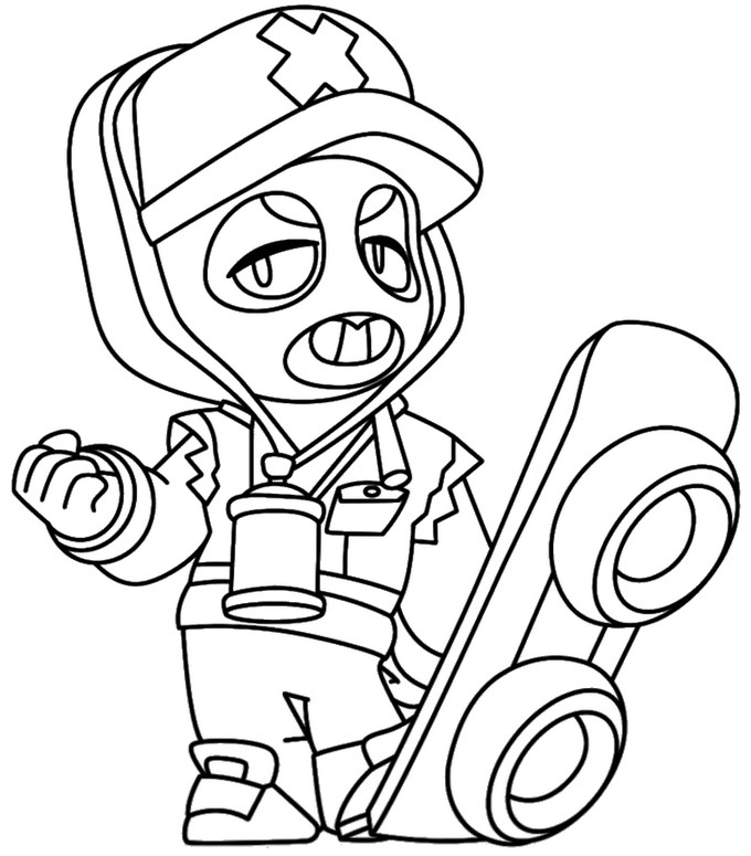 Coloriage gratuit - Ollie Jake - Brawl Stars x Subway Surfers