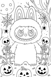 Coloriage à imprimer - Les squelettes - Labubu - Halloween