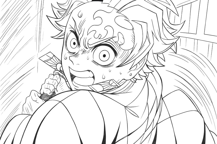 Dibujo para colorear - La estatua - Demon Slayer: Castillo Infinito