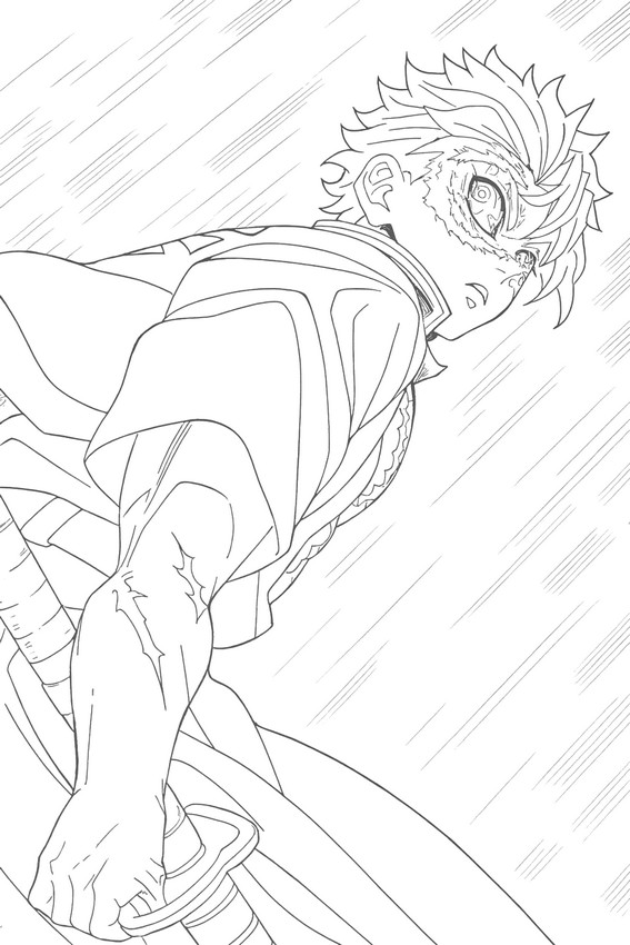 Dibujo para imprimir - Sanemi Shinazugawa - Demon Slayer: Castillo Infinito