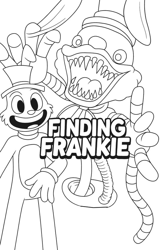 Image à colorier - Lapin Cartoon et Animatronic effrayant - Finding Frankie