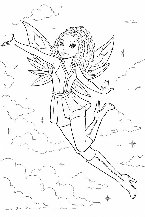 Dibujo para colorear - El hada en las nubes - Winx Club: Vuelve la magia