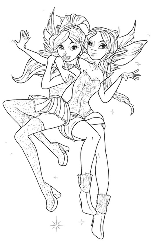 Lámina para colorear - Dos hadas - Winx Club: Vuelve la magia