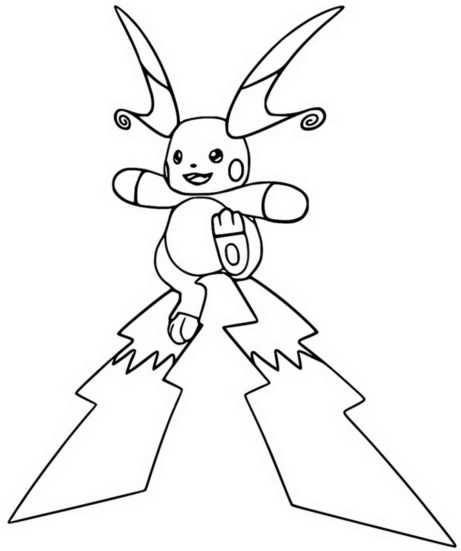 Målarbild att skriva ut - Mega Raichu X - Mega-utveckling i Pokemon-legender: Z-A
