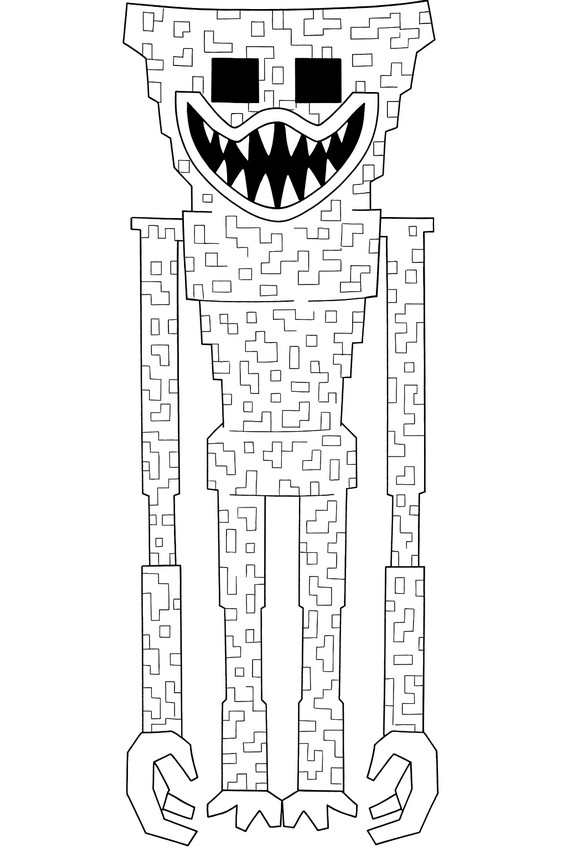 Imagen para colorear - Huggy Wuggy - Minecraft x Poppy Playtime