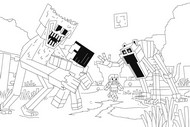 Dibujo descargable - Huggy Wuggy & CatNap - Minecraft x Poppy Playtime