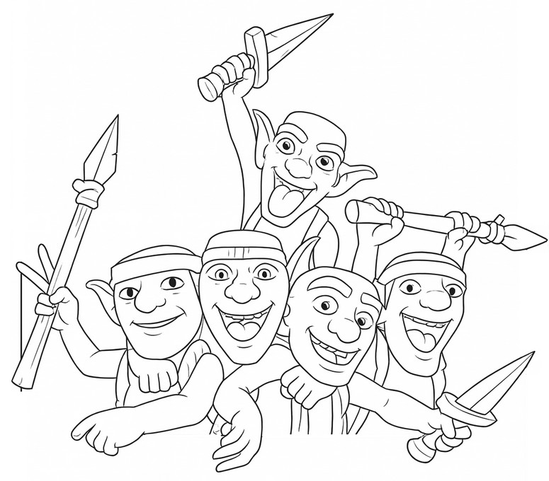 Ilmainen värityskuva - Goblin-jengi - Clash Royale - Joukkokortit